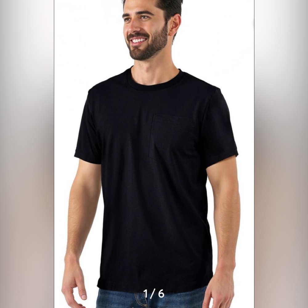 BRAHMA Mens Basic Tee With Pocket Size 2XL Black Cotton Polyester NWOT
